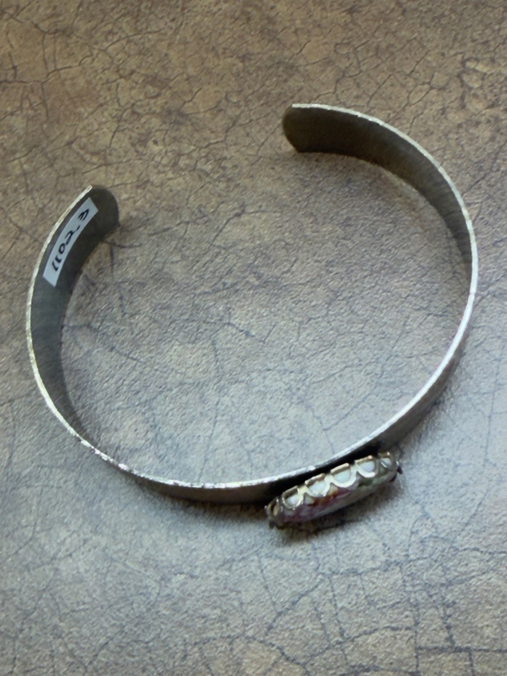 Silver-tone Cuff Bracelet with Beaded Accent